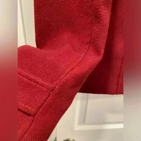 Forever 21 Dark Red Button Down Faux Wool High Snap Neck Pea Coat Size Small - Picture 6 of 12